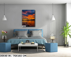 Fiery Horizon: Sunset at Lake Havasu Aluminum Metal Print Arizona Wall Art