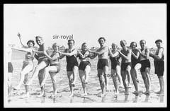 Büsum 1938 – Cancan Dancing in the Wadden Sea 1930s – Photo Postcard 14x9cm