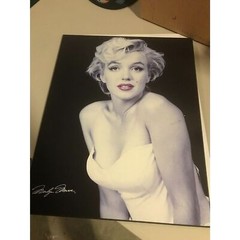 Marilyn Monroe Red Lips by Milton Greene on wood 19 x 15 EUC black & white w red