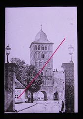 Lübeck Castle Gate with Brown Garden around 1920 Historical Glass Picture