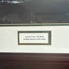 PEBBLE BEACH The Seventh Hole. Professionally Framed Picture. 18 x 22