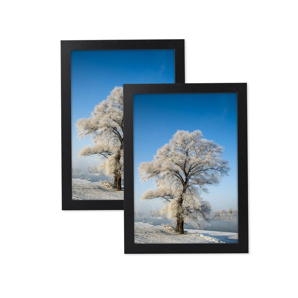 6×8 Picture Frame Black 2 Pack 6 x 8 Wall Gallery Poster Photo Art Print Wood…