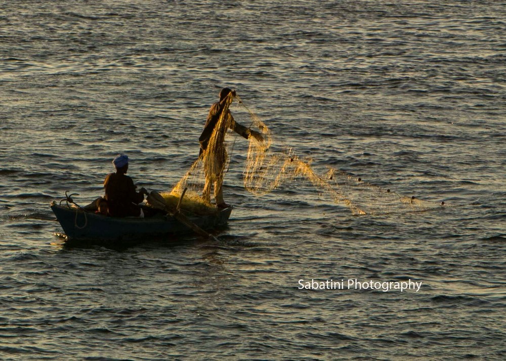 Fishing The Nile at Sunset, Egypt 11 x 14 Print Metallic Paper