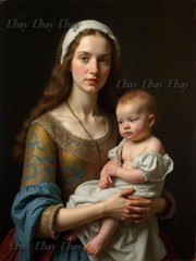 A3 Photo Mother Child Tenderness Artistic Glossy Paper Decor -016