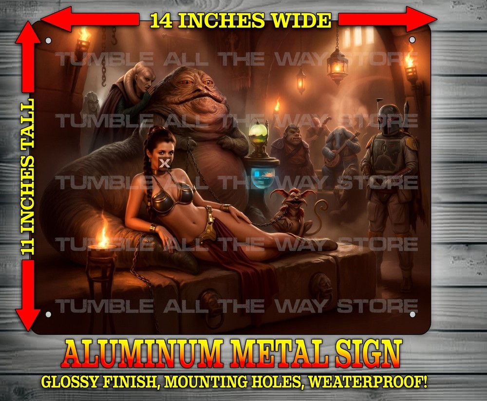 Slave Leia in Jabbas Palace Star Wars Jedi Metal Sign Wall Art 14″ x 11″