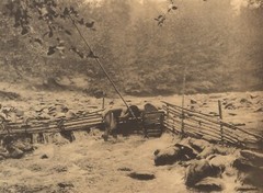 1972 EDWARD CURTIS Native American Indian Hupa Trout Fish Trap Large Art Photo