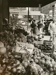 MARKET APPLES LARGE ORIGINAL SIGNED ART PHOTO B&W STETTNER VTG MATTE NJ CAMERA