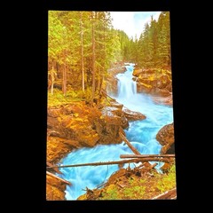 PNW Landscape Waterfall Art Forest River Photographic Metal Print 11×14 Signed