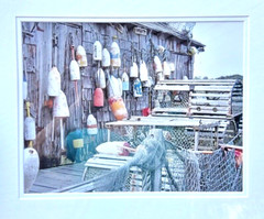 Nautical Maritime Hanging Lobster Trap Buoys Colorful Seascape Photograph 16X20