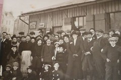 Great old photo – group of people in front of a building – Pahr lessons? Dancing