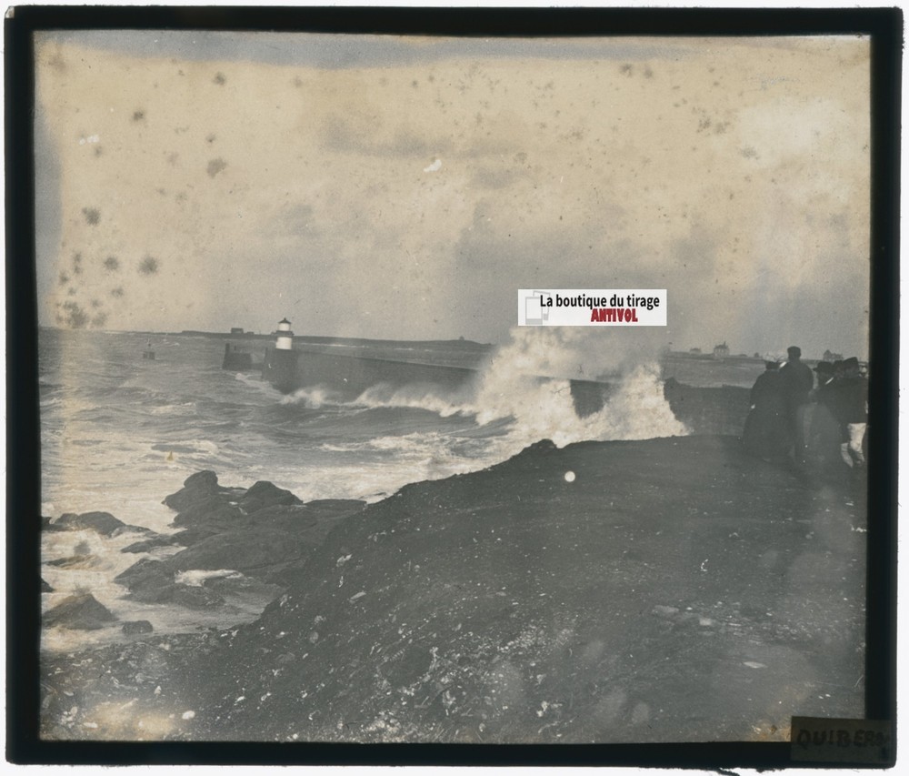 Quiberon, Brittany, Photo Glass Plate, Black & White, Positive 8.5×10 Cm