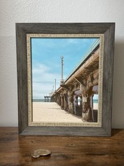 Grey Wood Frame Pier Ocean Photo Print – Beach Coastal Wall Art 12.6”x10.7”–~1″