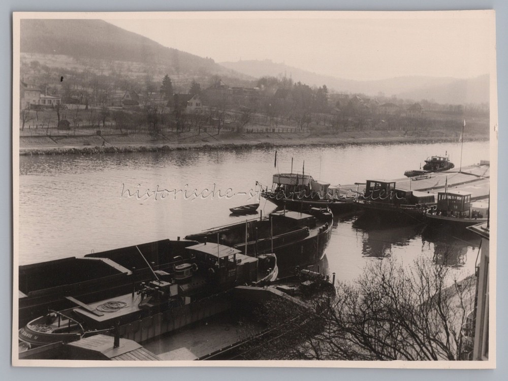 Neckargmünd Cargo Ships Old Photo 1950s 1960s