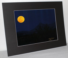 Full Moon & Mountain Photo 8″ x 10″ in 11″ x 14″ Black Matte Signed by Kim Barry
