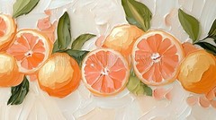 Digital Images for Frame TV Textured Oranges Palette Knife Painting Citrus Art