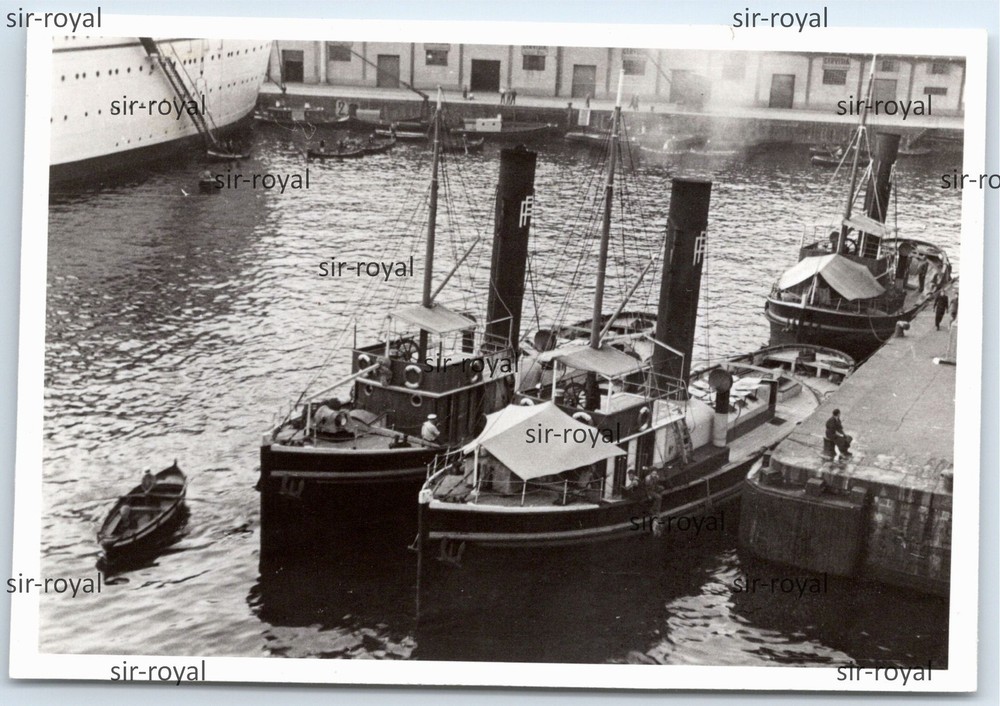 Genoa 1937 – Steamships in Port – Italy 1930s – Photo 9x6cm