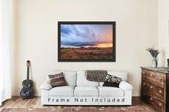 Storm Photography Print: Kansas Prairie Thunderstorm Lightning Stormy Sky Photo