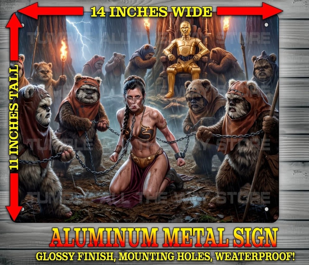 Slave Leia Captured By Ewoks on Endor Star Wars Metal Sign Art 11 » x 14″