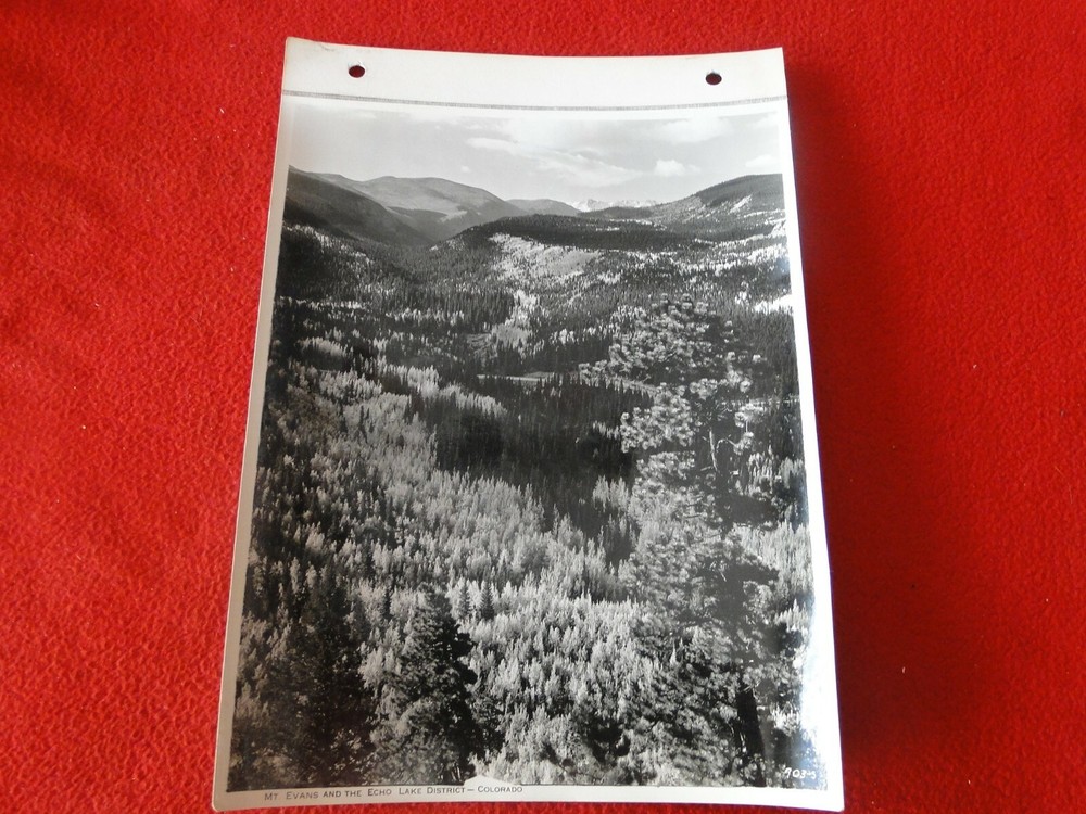 Vintage 1930s/40s Colorado Linen Backed Silver Gelatin Photo Mt. Evans Echo Lake