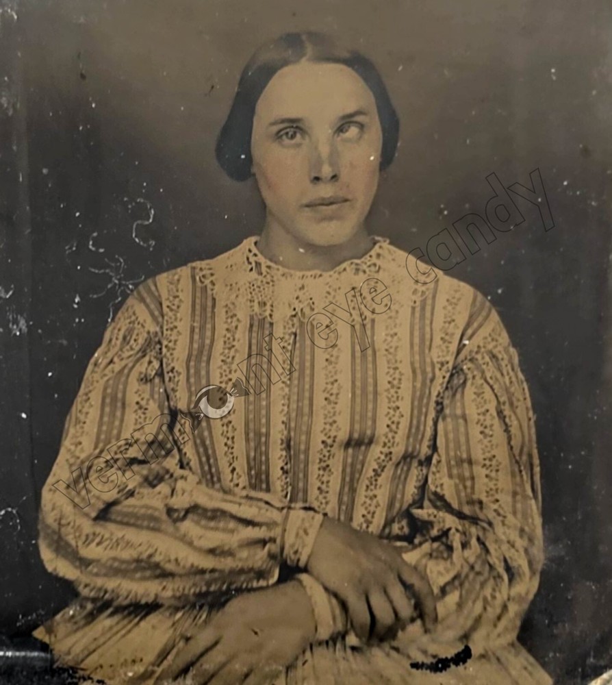 Creepy Woman Ambrotype Photo DIGITAL DOWNLOAD Print at Home Cross Eyed Victorian