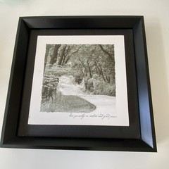 Framed Matted B&W Landscape Road Trees Photo Print Quote «lose yourself»