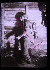 mining miner rescue equipment antique hist. large glass picture