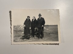 🐕 Walk with Two Dogs, Couple with Lady, ~1930/40s Original Photo 6×9