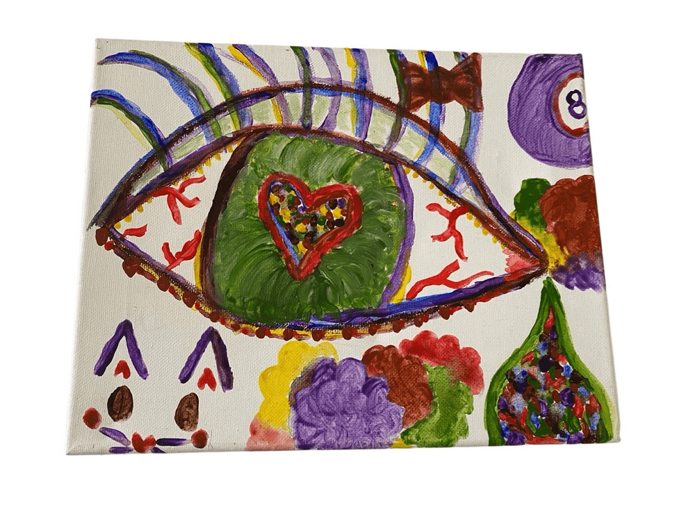 Handpainted Canvas Painting Eye Gothic Grunge Colorful Goth