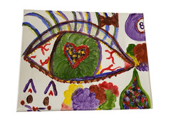 Handpainted Canvas Painting Eye Gothic Grunge Colorful Goth