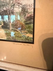 Pair Wallace Nutting Hand Colored Photos Framed Floral Landscape Prints