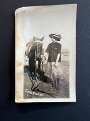 Comrades RPPC Teen In Fringed Skirt With Horse Photograph Black and White Photo