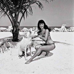 Bettie Page Poses with a Dog Photo Print Poster