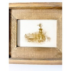 Rustic Farmhouse Windmill House Framed Wall Art Vintage Country Decor