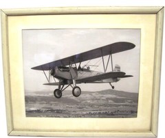 Vintage Framed/Matted Photograph of U.S. AIRMAIL Biplane in Flight – Nice Photo