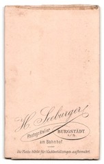 Photograph H. Seeburger, Burgstadt, at the station, portrait young man in suit M