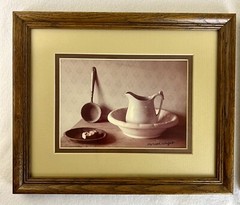 2 VTG Michael Wright Framed Photographs Still Life 11” Cottage Farmhouse Bible