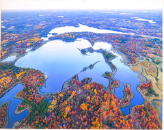 Crooked Lake, Burnett Co, Danbury, Wisc. Overhead Airplane Photo. Frame Optional