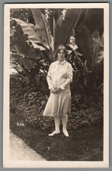 Photo postcard lady tropical garden palm trees South-West Africa (k1092)