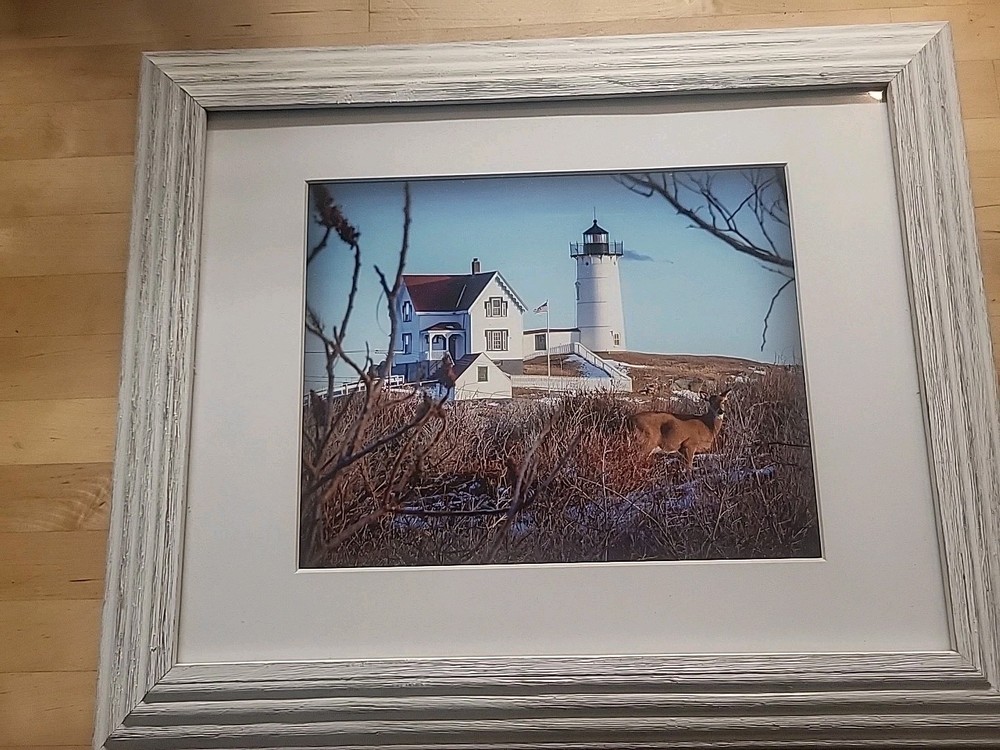 Lighthouse Photograph Framed Country Nautical ORIGINAL Very Nice Condition