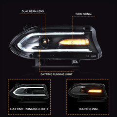 Headlight Assembly Fits for Dodge Charger 2015-2020(Not for Xenon Models), LED H