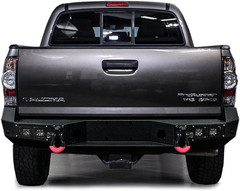 Compatible with 2005-2015 Tacoma Rear Bumper Textured Black Steel with Light and