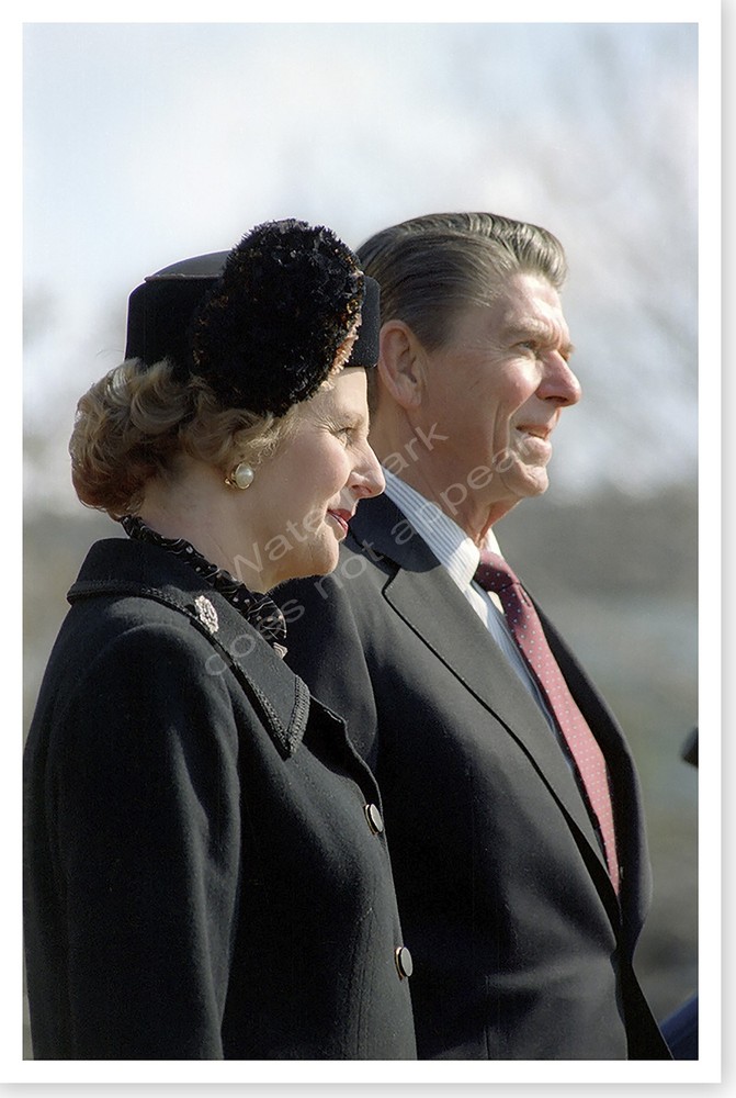 Ronald Reagan With British Prime Minister Margaret Thatcher Silver Halide Photo
