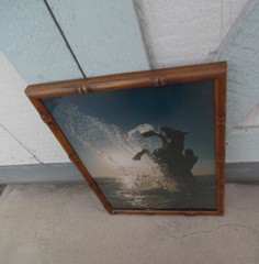 VINTAGE PHOTOGRAPH PRINT OF A HORSE REARING IN THE OCEAN SUNSET 1970’s