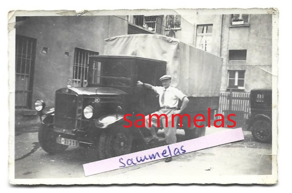 Old Photo Mercedes Benz Truck Transporter Vintage IV Rhine Province Düsseldorf 355