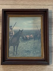 Vintage Western Mounted Riders Frontier Americana Lithographic Wall Art