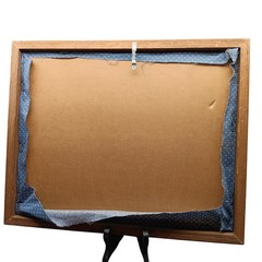 Vintage Framed Tabby Cat Photography Wall Art in Rustic Oak Frame