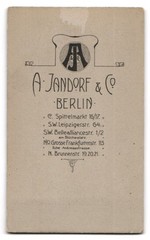 Photograph A. Jandorf & Co., Berlin, Spittelmarkt 16/17, woman in Victorian
