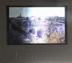 Photo Negative Slide Bridge City Railway Bridge Church Vintage AW
