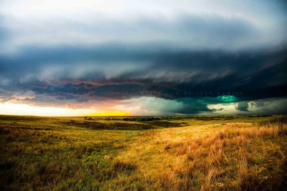 Storm Photography Print: Kansas Supercell Thunderstorm Prairie Western Photo