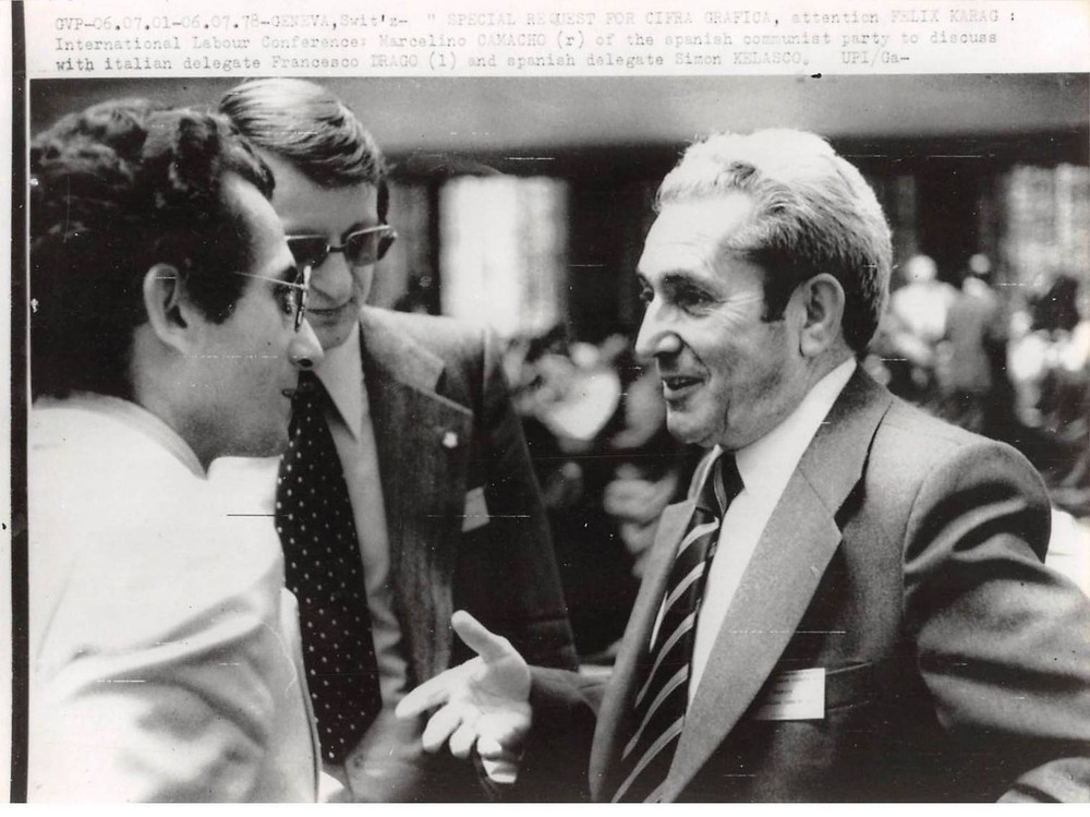 Photo presse.MLE10062.9 13/16×7 1/8in environ.1978.Marcelino Camacho.francesco
